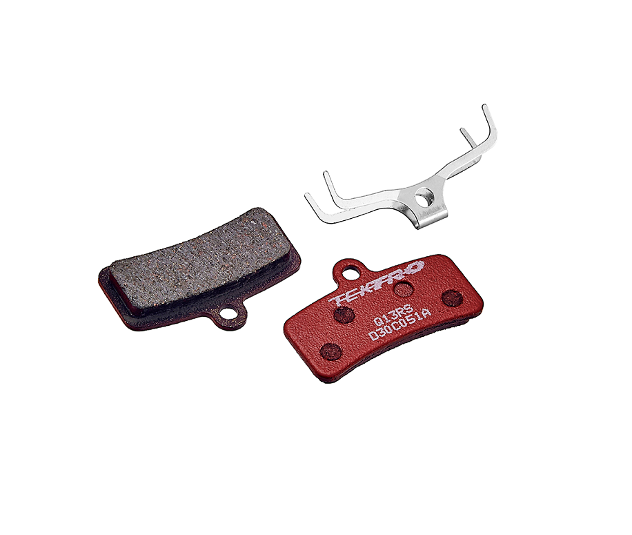 Disc brake pads, TEKTRO, Mod. Q13RS, for 4 piston, w/return spring, red semi metallic organic - 5mm Thick Pad - freedommachine