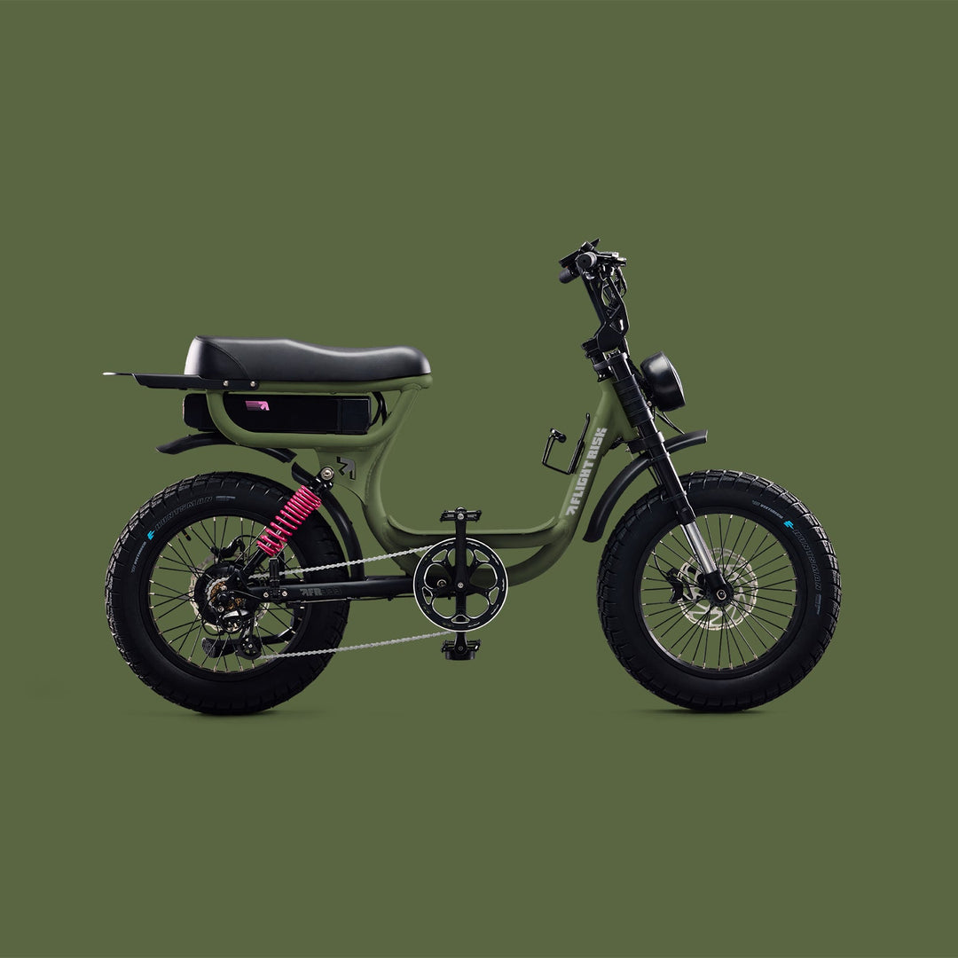 Electric bike with suspension, blinkers and gps - FR333 Olive from Flight Risk