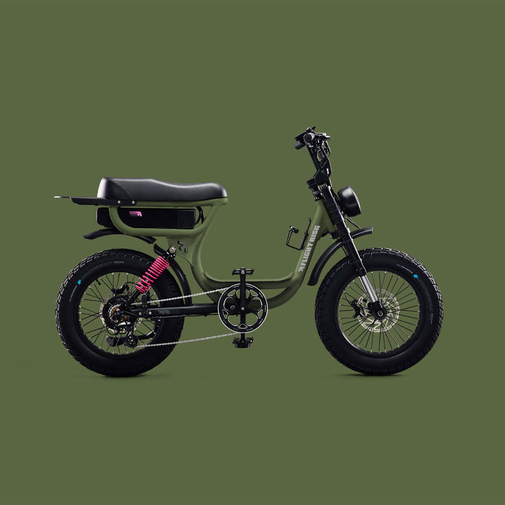 Electric bike with suspension, blinkers and gps - FR333 Olive from Flight Risk