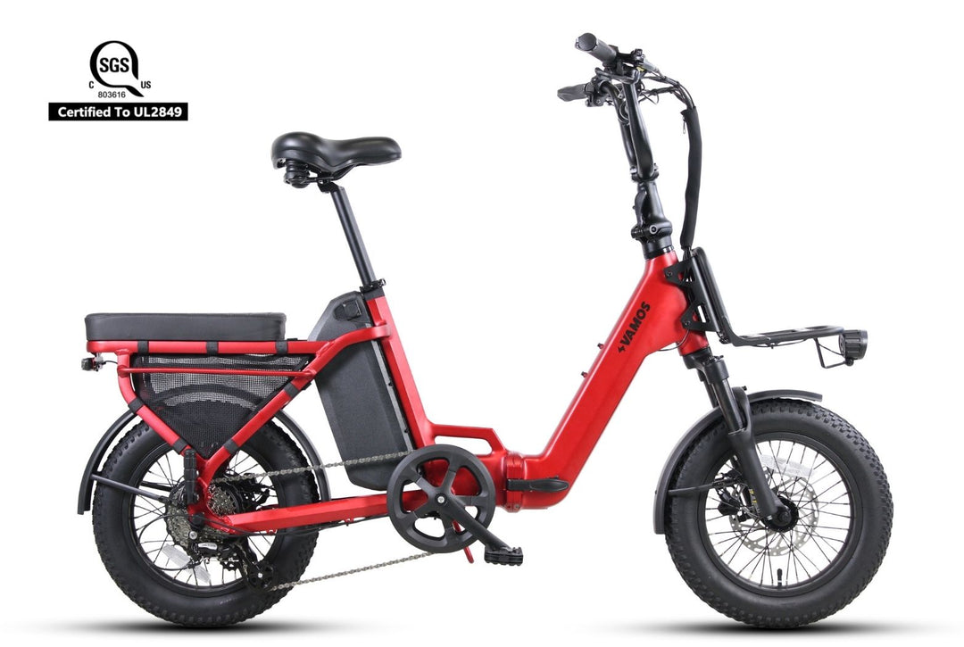 Vamos Doblez 2026 folding electric bike in red, side view